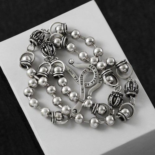 925纯银皇冠圆珠双扣头项链女