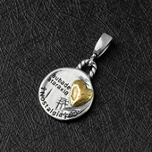 925银复古双面爱心万能扣活扣单独银饰吊坠女项链单坠配件1.8cm