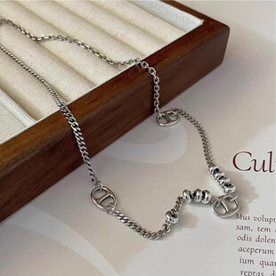 复古925纯银猪鼻子项链女2026新款 高级感轻奢小众配饰锁骨链45cm