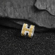 925银金色H字母唐草纹路路通单独吊坠女项链单坠银饰配件1.2cm