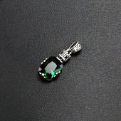 925银祖母绿锆石鸢尾花银饰吊坠单坠女单独项链挂坠配件0.8 2.3cm
