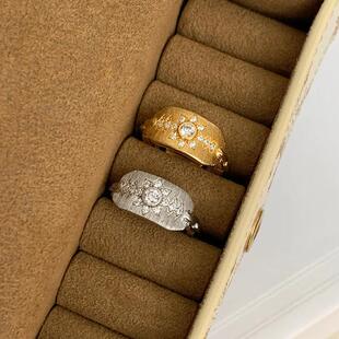 复古925银中古守护盾牌八芒星开口戒指女小众设计轻奢高级感尾戒