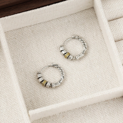 925纯银唐草纹路路通耳扣女耳环