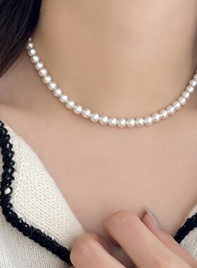 满圈正圆施家珍珠925纯银项链女2026新款高级感轻奢小众配饰45cm