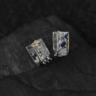 复古925纯银涂鸦耳扣耳环女2026新款 高级感耳圈超火耳钉耳饰 爆款