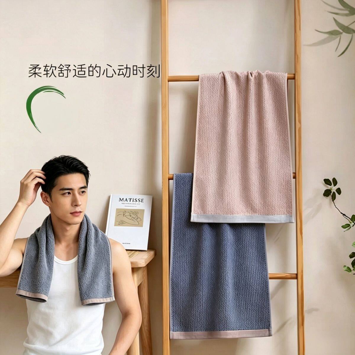天源竹纤维男士商务毛巾绅士毛巾高端暗纹洗脸巾吸水耐用柔软家用