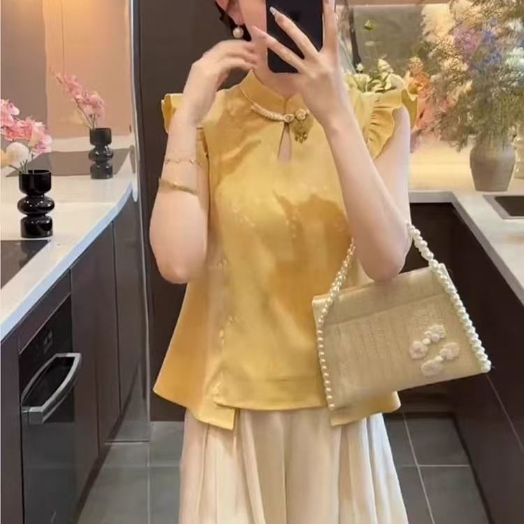 新中式国风盘扣上衣女2025夏季新款时尚气质百搭显瘦短袖衬衫上衣