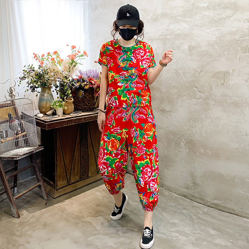 时尚套装女潮流休闲百搭年轻妈妈装舞台装广场舞团体闺蜜拍照舞蹈