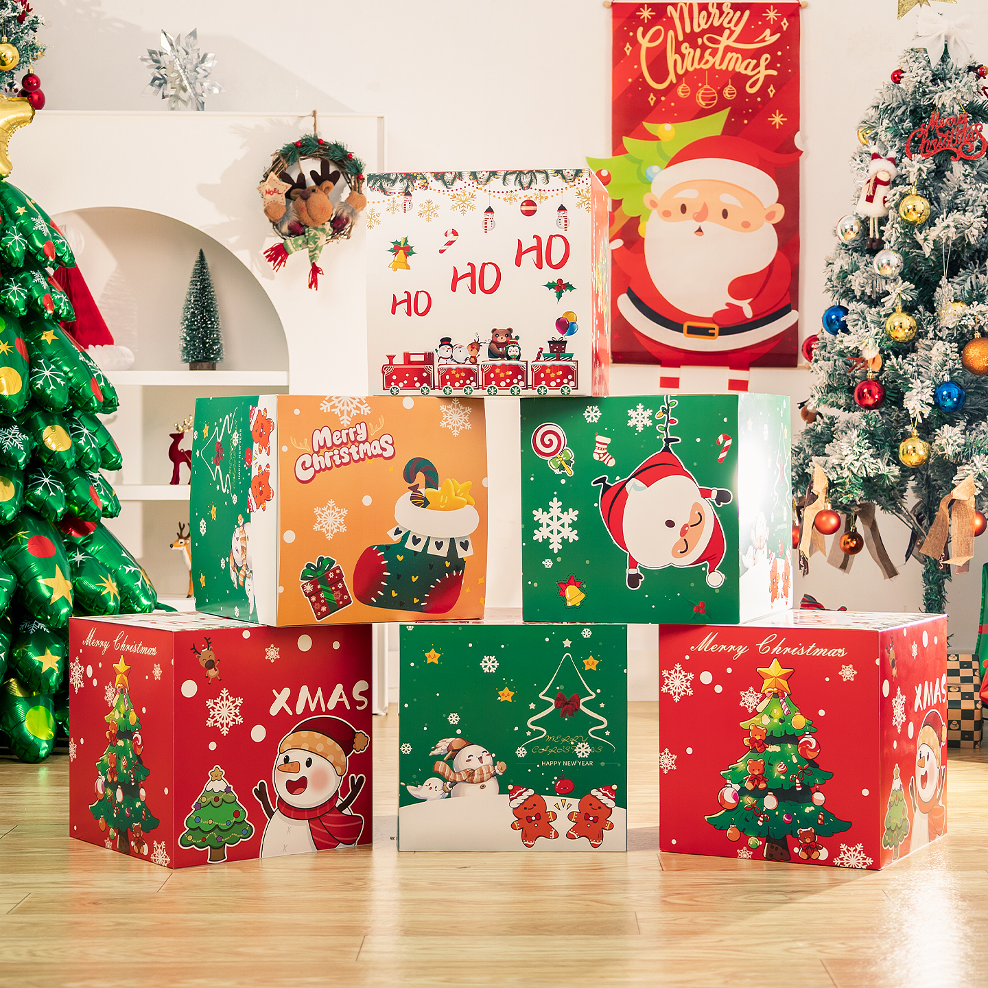 圣诞节装饰品圣诞树堆头盒子摆件