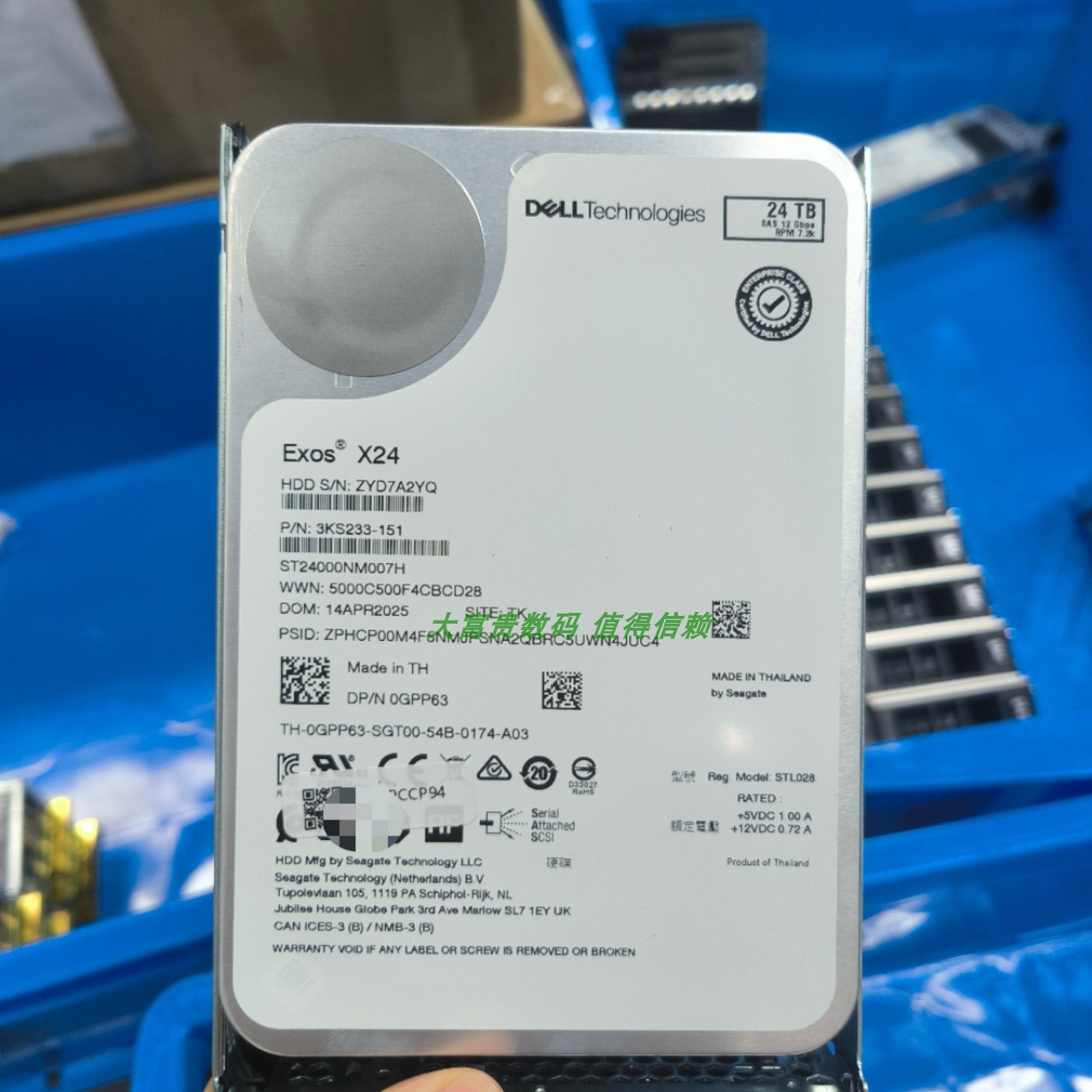 全新Dell ST24000NM007H 24T SAS 12G 3.5 7.2K GPP63 0GPP63硬盘