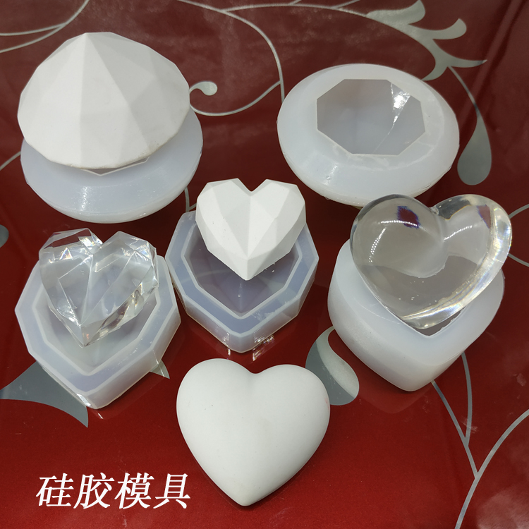几何爱心钻石摆件手工硅胶模具