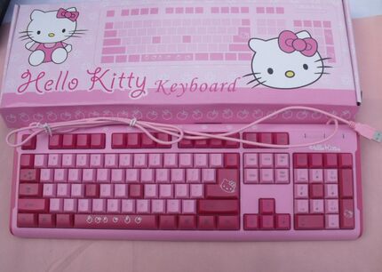 创意hellokitty粉色个性女生可爱卡通超萌台式笔记本键盘长寿命按