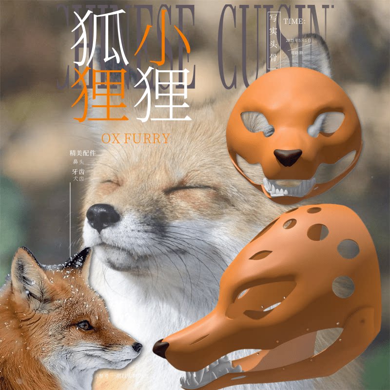 写实犬科狐狸可动带鼻头图片