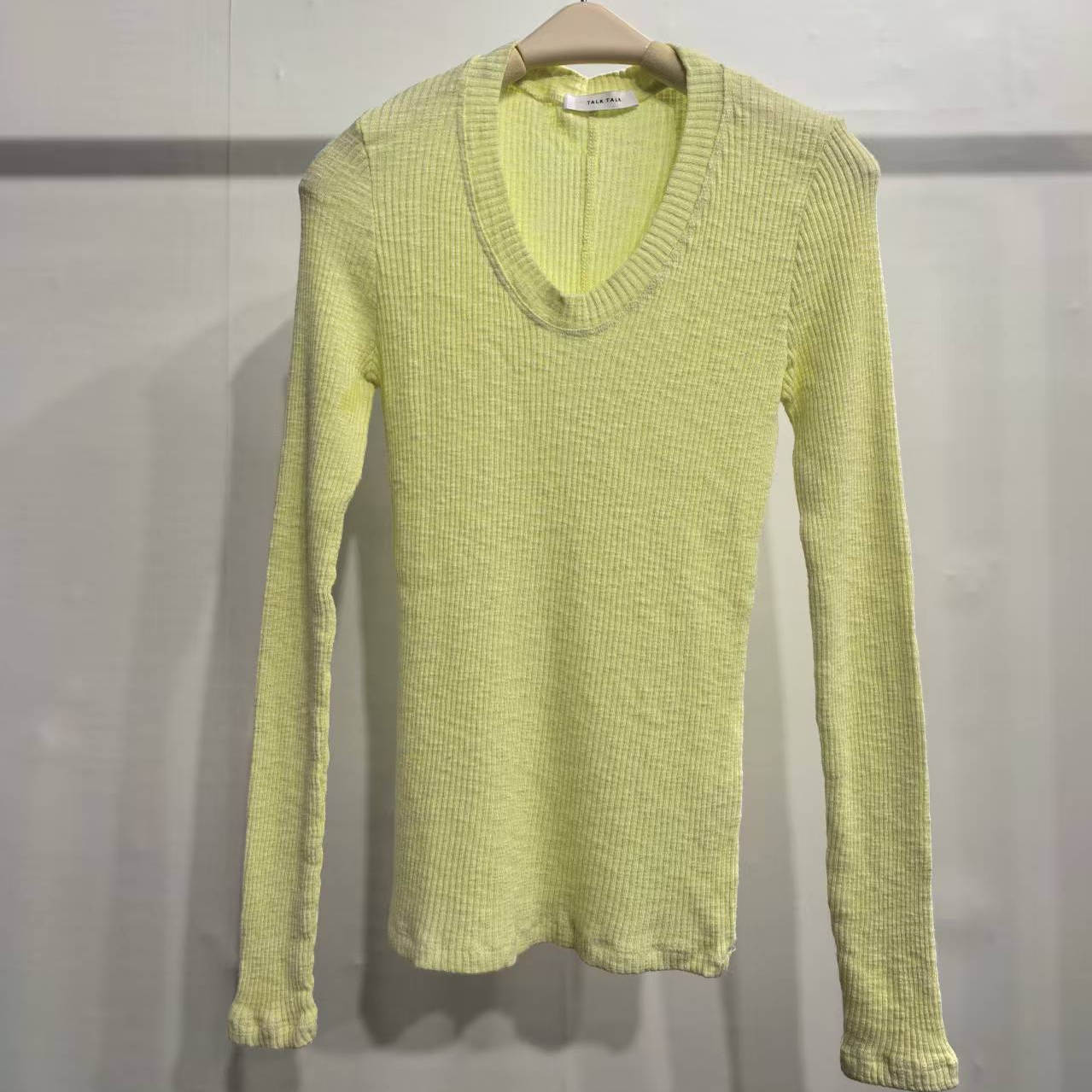 现货TALK韩国背线螺纹长袖打底衫