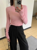 现货TALK T恤 天丝打底衫 TALK韩国东大门女春夏季 圆领背缝线堆堆袖