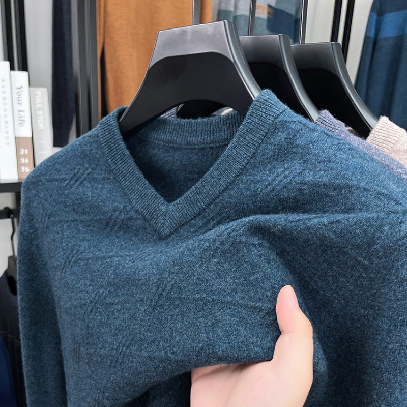 秋冬大白鲨男装官方旗舰店忘不了同款羊毛衫男加厚V领针织衫打底