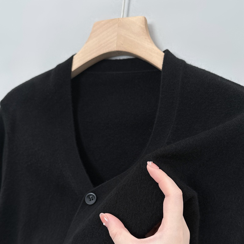 2025秋冬针织开衫男中青年针织衫外套纯色V领薄款上衣外搭