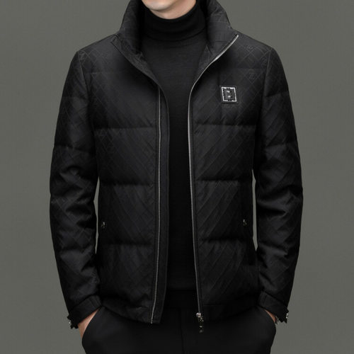 2024秋冬纯色立领羽绒服中青年爸爸装白色面包羽绒外套潮流款