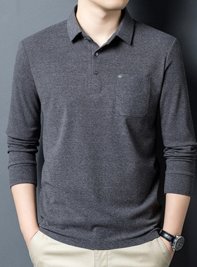 秋冬大白鲨男装官方旗舰店忘不了同款男士长袖t恤装翻领真口袋pol