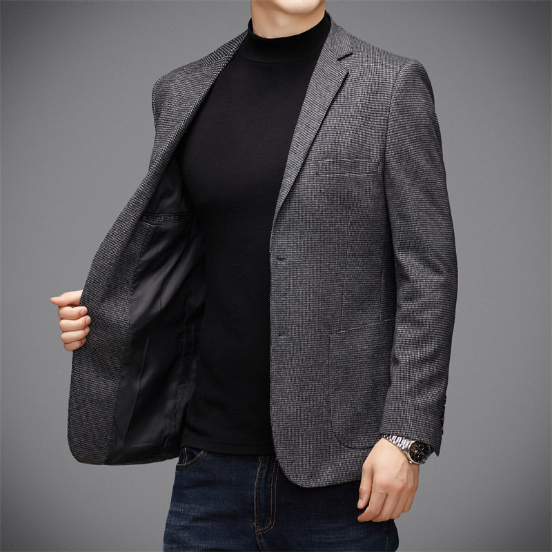 2025秋冬西服加厚保暖毛呢男士商务休闲单西外套中年爸爸修身免烫,男装,休闲西服,淘宝优惠券,粉丝福利购,淘宝优惠卷