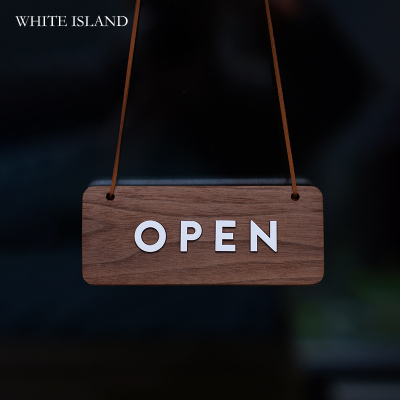 简约木头open店铺营业提示挂牌