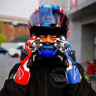 富士山四季鸳鸯机车骑行牛皮手套