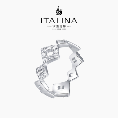 伊泰莲娜几何戒指女S925纯银食指戒镂空多边形简约时尚女士银戒指