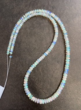 天然彩欧泊算盘珠随形塔链项链炫彩火欧泊锁骨项链蛋白石项链