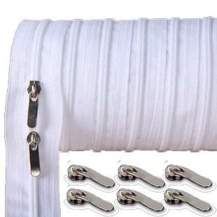 10米3号尼龙白色被套上的长拉链抱枕拉锁家用被罩专用拉链头配件