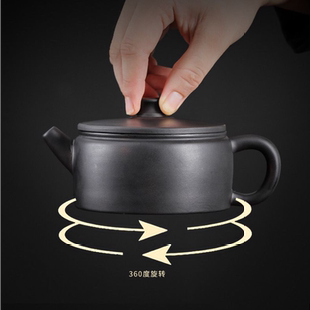 云南紫陶原矿飞机大口旋转茶壶茶具家用可提单壶汉瓦壶全手工礼品