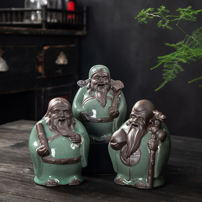 禅意风三星财神爷陶瓷祝寿礼品