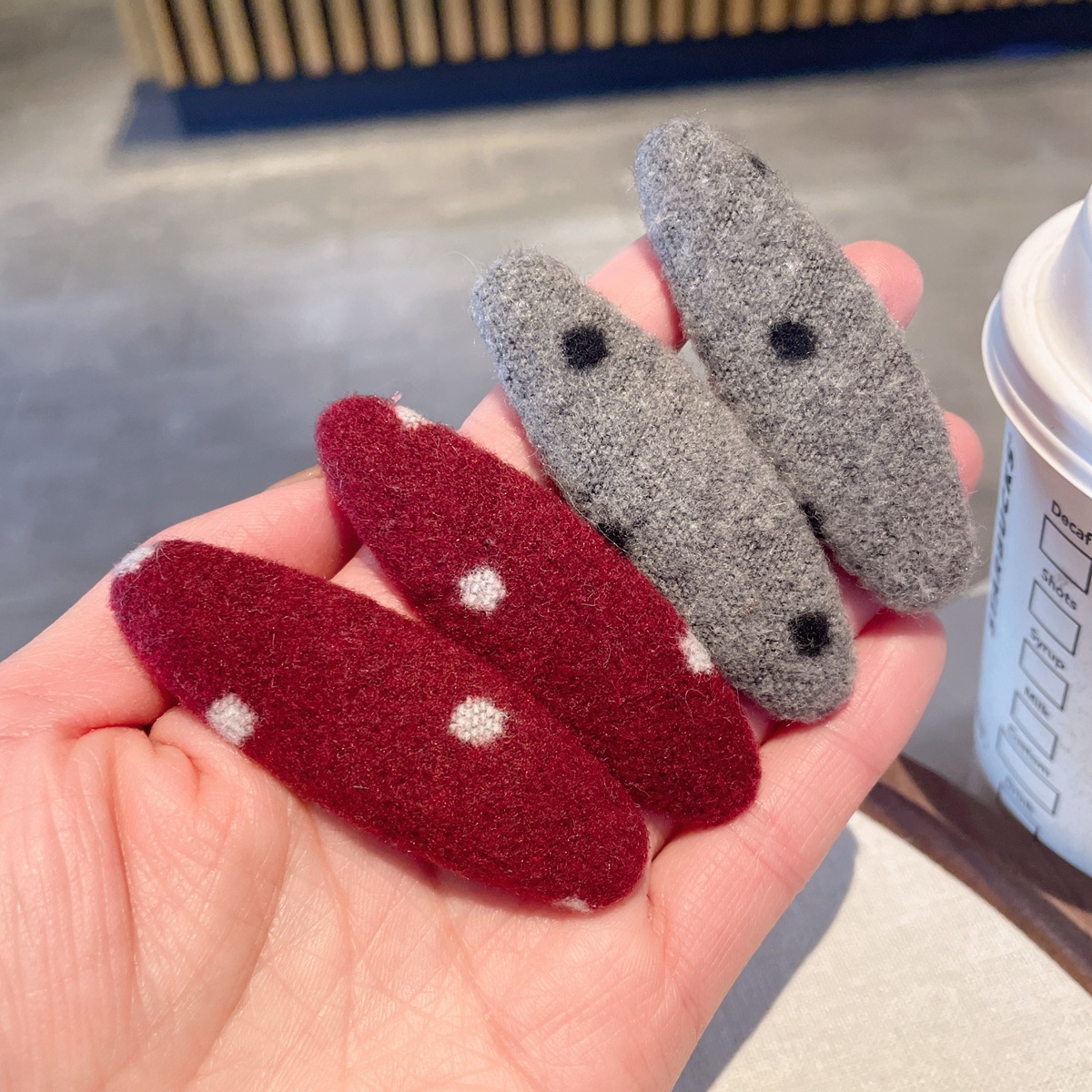 毛绒波点可爱发夹多色bb夹头饰