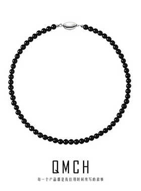 黑玛瑙韩国主播Fever同款天然黑玛瑙项链小众复古高级气质送朋友