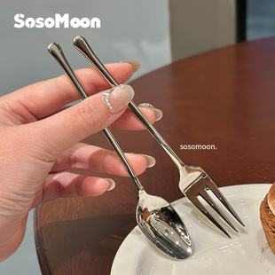 出口1810不锈钢水果叉精致家用餐具下午茶搅拌咖啡勺甜品勺小叉子