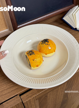 SosoMoon德士敦陶瓷盘子汤菜盘家用深盘高级感轻奢沙拉西餐盘圆盘