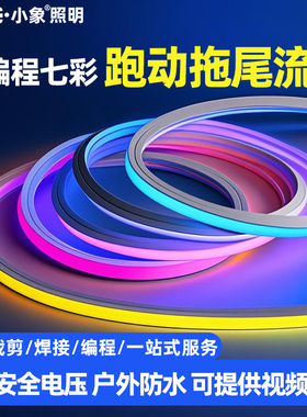 可编程LED硅胶灯带幻彩跑马流水变色七彩流动24v柔性灯条户外防水