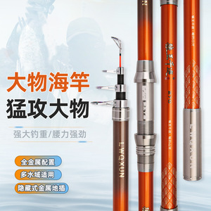 新款狼王碳素海竿远投竿超硬锚鱼竿抛竿甩杆EV摇臂无间隙渔轮套装