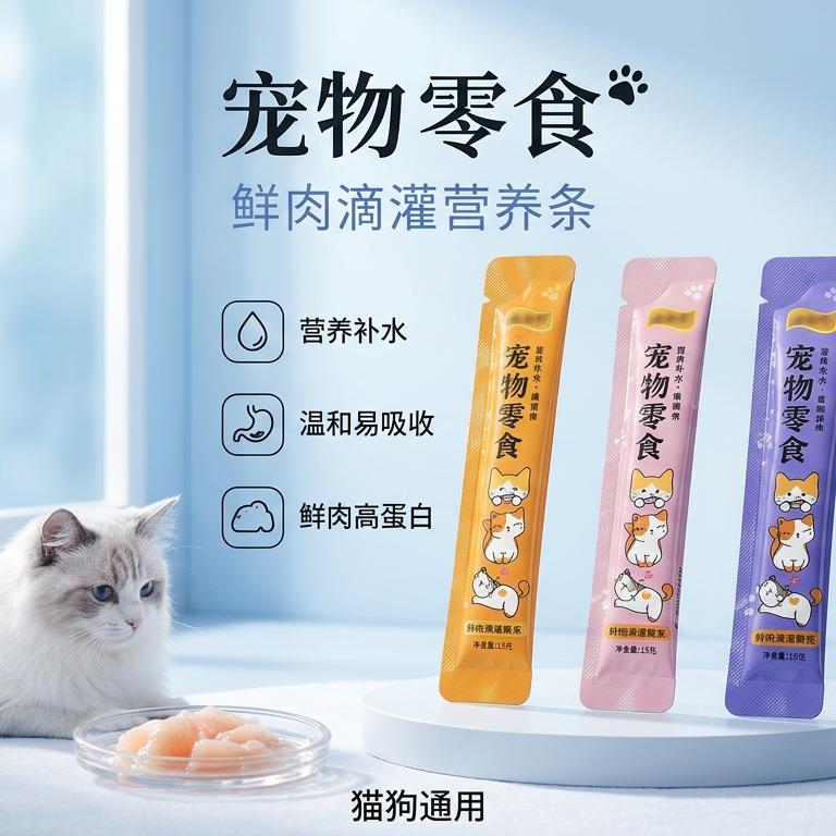 混合口味猫条成幼猫咪益生元呵护肠胃增肥发腮补水宠物零食