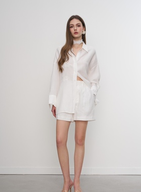 Aimme sparrow 25春夏衬衫短裤时尚潮流百搭女上衣白色时髦小众