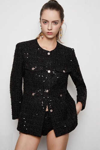 黑色小香风外套时尚百搭上衣