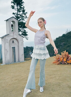 Aimme sparrow 25春夏挂脖紫色吊带屁帘牛仔裤时尚通勤百搭休闲女