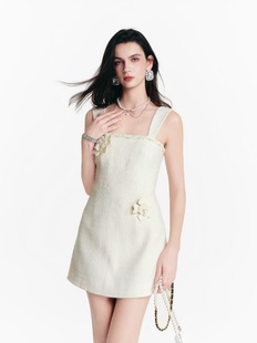 百搭小香风优雅女裙无袖 DIANA VEVINA26春夏小香风绣花连衣裙时尚