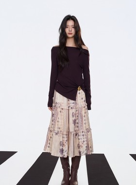 Aimme sparrow25秋冬时髦法式咖色黑色打底衫波西米亚半裙时尚女