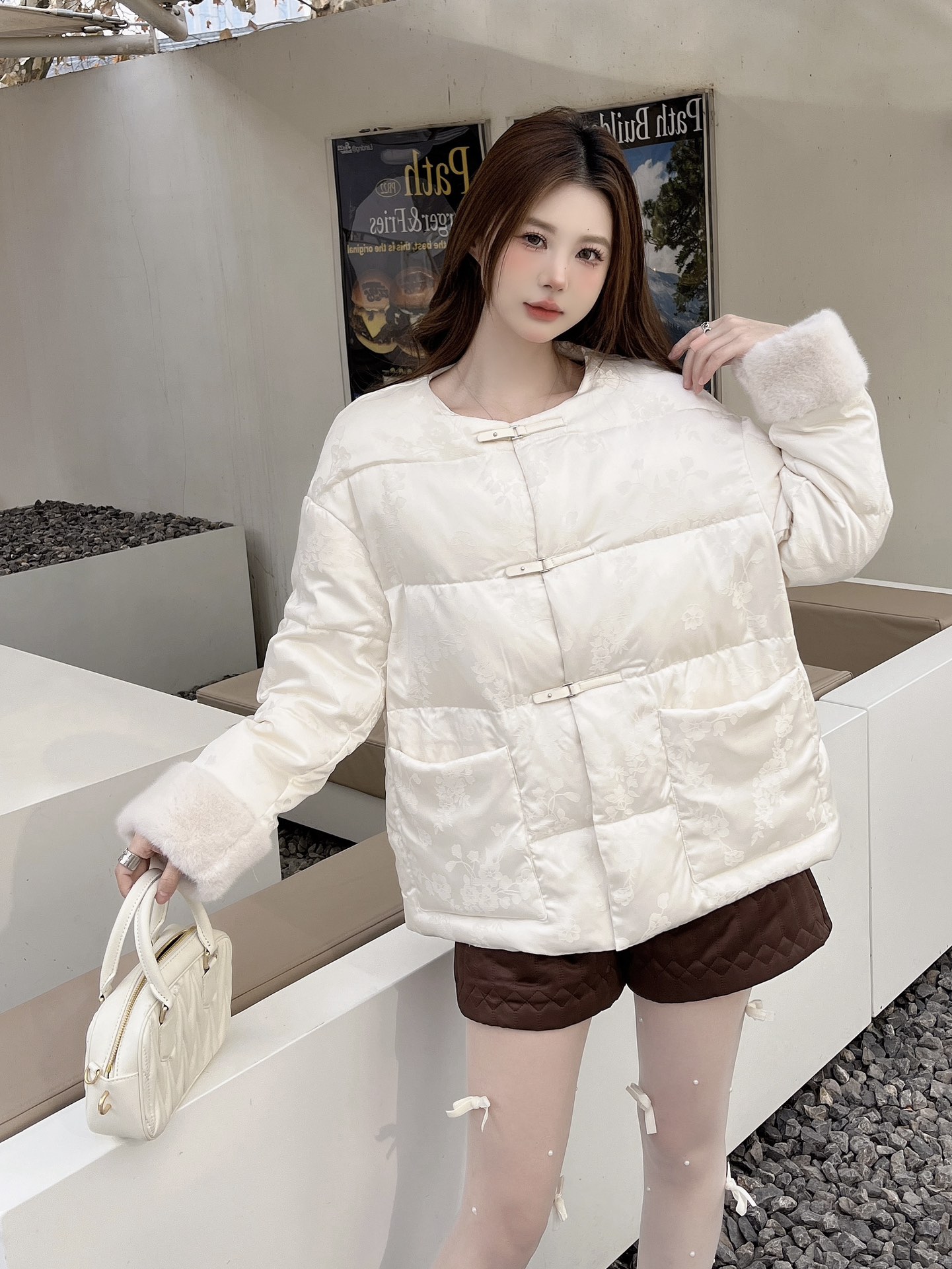 Aimme sparrow新中式外套菱格美拉德色棉裤时尚潮流百搭女上衣