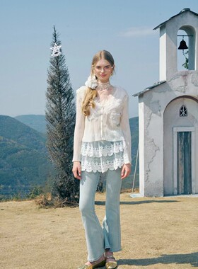 董璇同款Aimme sparrow 25春夏白色蝴蝶时尚潮流百搭女针织衫上衣