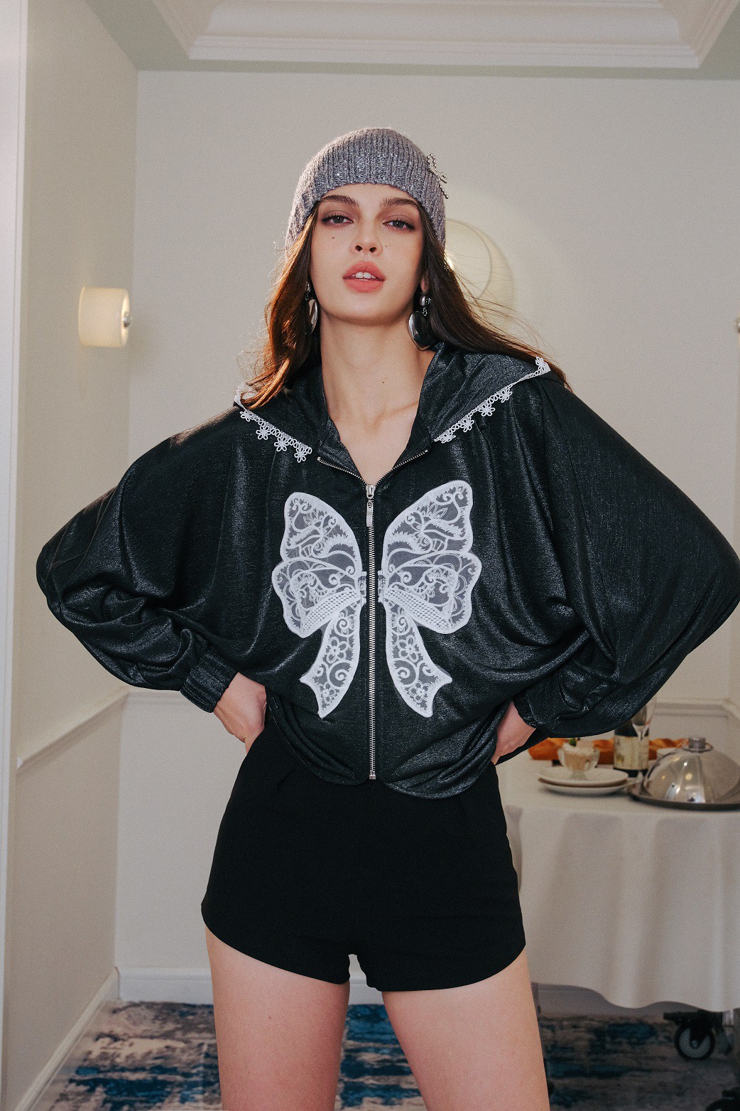 Aimme sparrow 25春夏蝴蝶帽衫短裤时尚潮流运动休闲宽松外套潮流