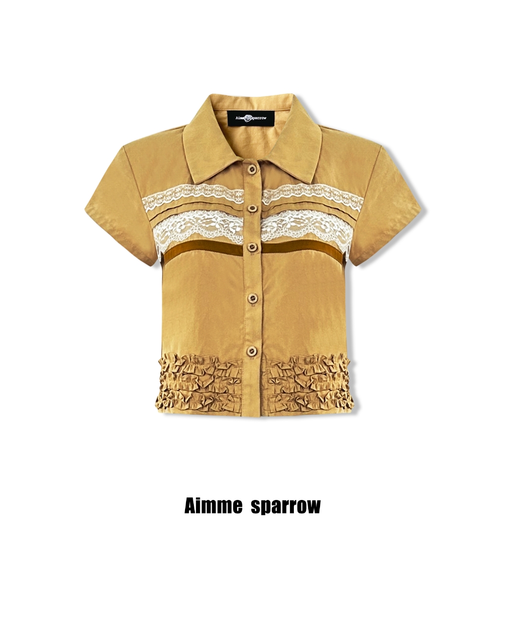 孟子义同款Aimme sparrow 25春夏棕色薄荷绿时尚套装优雅气质上衣