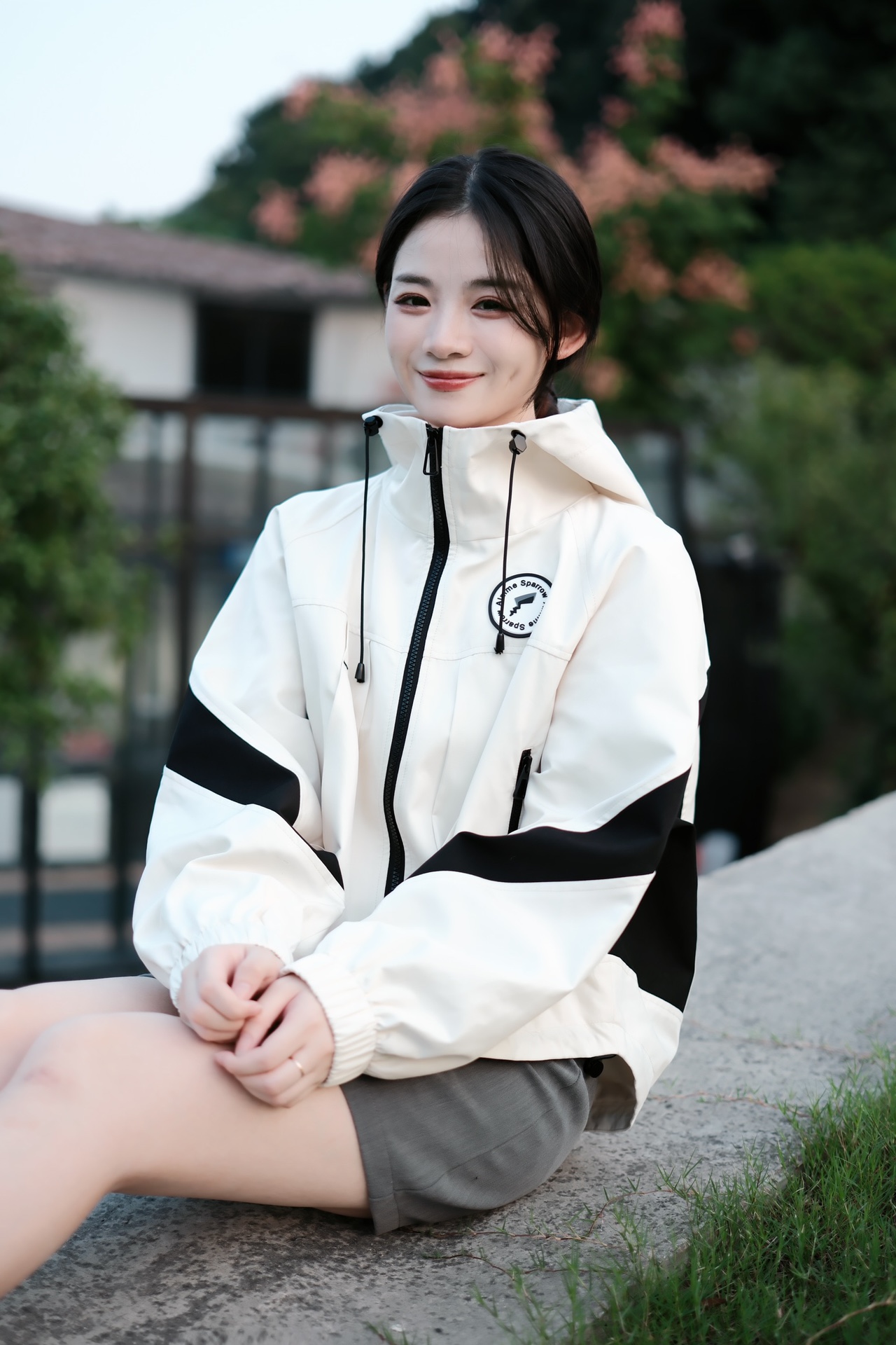 Aimme sparrow 24秋冬闪电标帽衫外套时尚通勤百搭休闲宽松上衣女