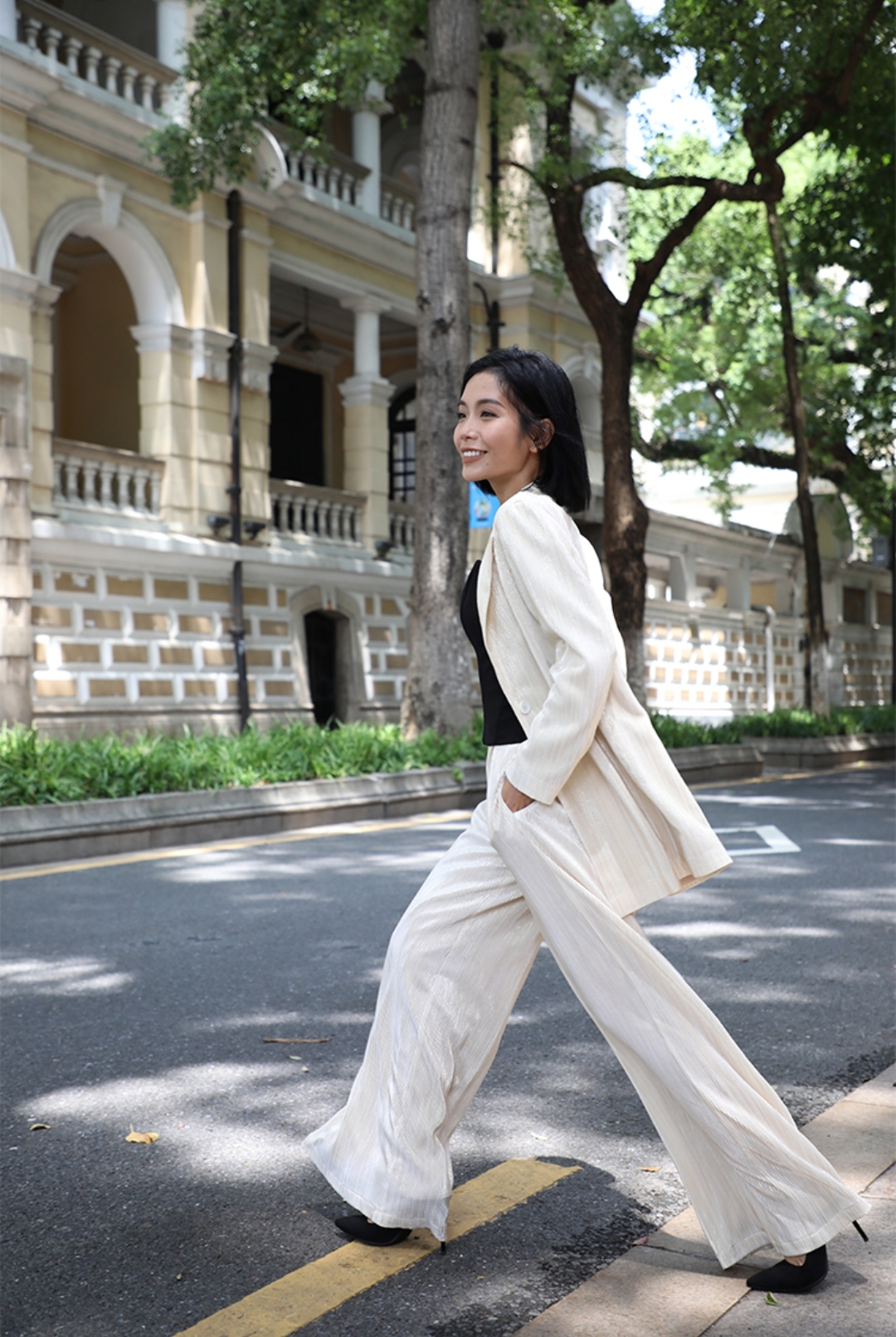 charlotta gandolfo西装套装玫瑰金宽松休闲外套长裤时尚通勤上衣