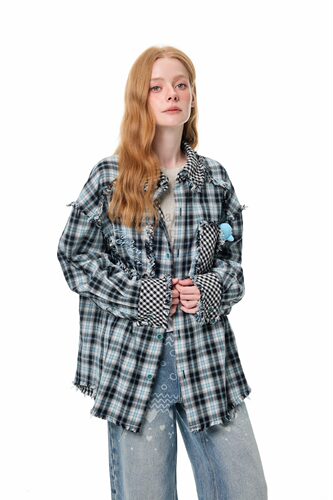 小海豚毛边衬衫时尚潮流百搭女